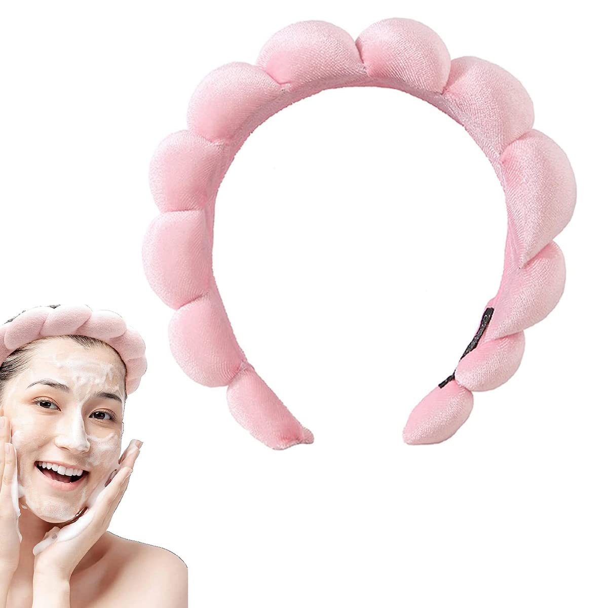 MAYCREATE Spa Headband for Women Girls, Soft Sponge Makeup Headband, Fashion Clouds Hairband Non Slip Hair Hoop Headwear for Washing Face, Shower, Skincare - Pink MAYCREATE Spa Headband for Women Girls, Soft Sponge Makeup Headband, Fashion Clouds Hairband Non Slip Hair Hoop Headwear for Washing Face, Shower, Skincare - Pink
